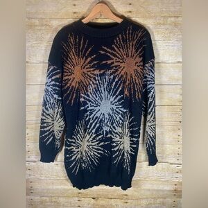 Vintage 80s Dana Scott Black Metallic Sweater Medium Fireworks